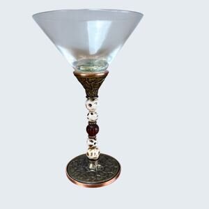 2 Saints Martini Glass Safari Beaded Stem Copper Bronze Luxury Barware Rare